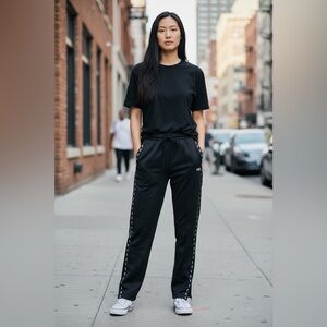 PINK Victoria’s Secret Black Logo Tape Joggers Athleisure Track Pants M